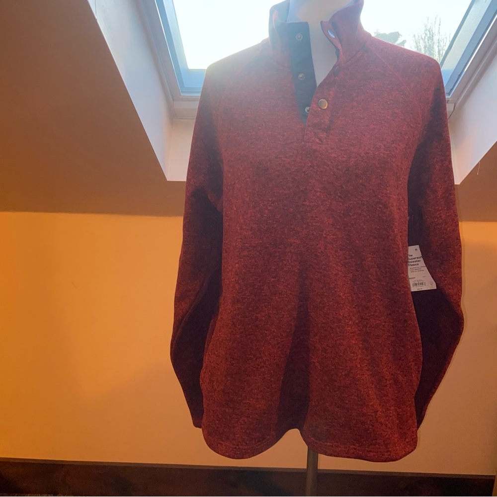 Sonoma sweater fleece NEW Burnt Orange Red large snap pullover
